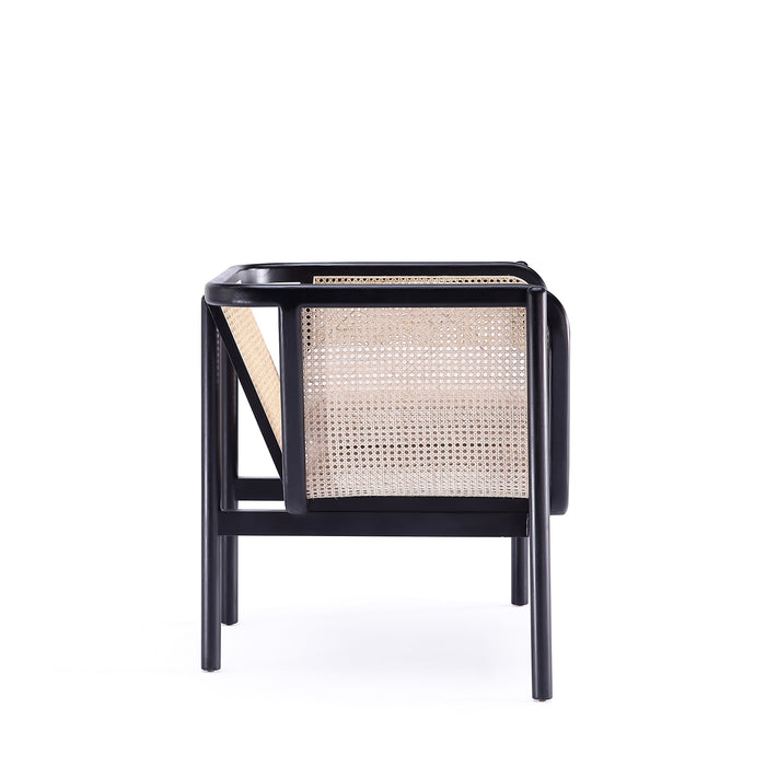 Fauteuil d’appoint Versailles de Manhattan Comfort - noir, canne naturel et crème