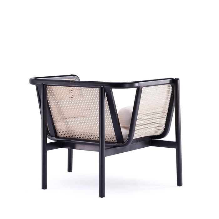 Fauteuil d’appoint Versailles de Manhattan Comfort - noir, canne naturel et crème