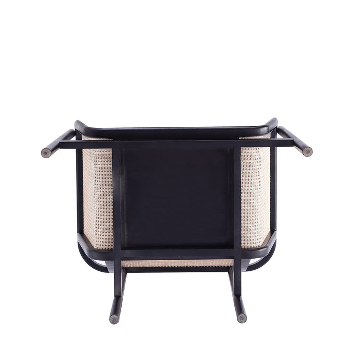 Fauteuil d’appoint Versailles de Manhattan Comfort - noir, canne naturel et crème