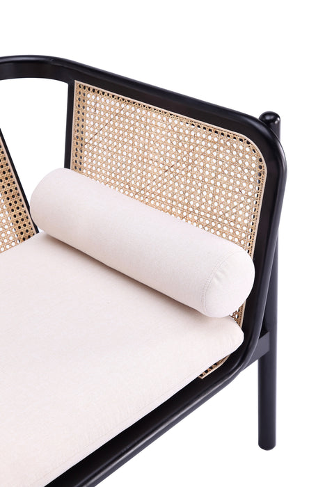 Fauteuil d’appoint Versailles de Manhattan Comfort - noir, canne naturel et crème