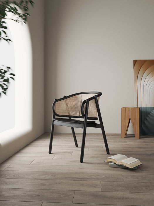 Fauteuil à accoudoirs Versailles de Manhattan Comfort - noir et canne naturelle
