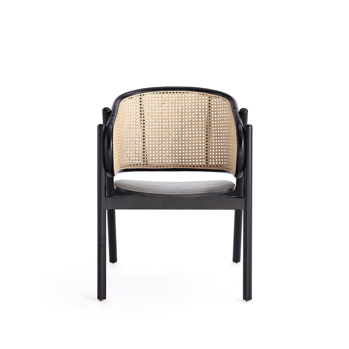 Fauteuil à accoudoirs Versailles de Manhattan Comfort - noir et canne naturelle
