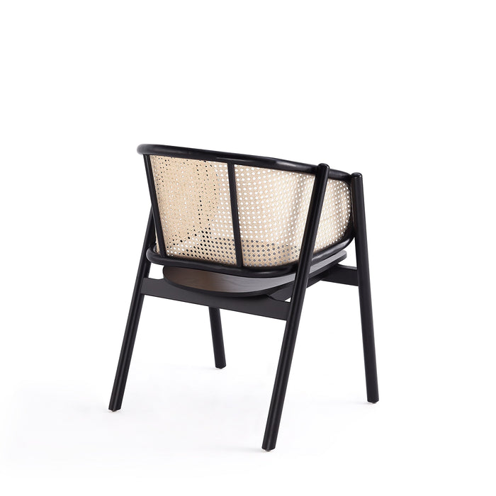 Fauteuil à accoudoirs Versailles de Manhattan Comfort - noir et canne naturelle