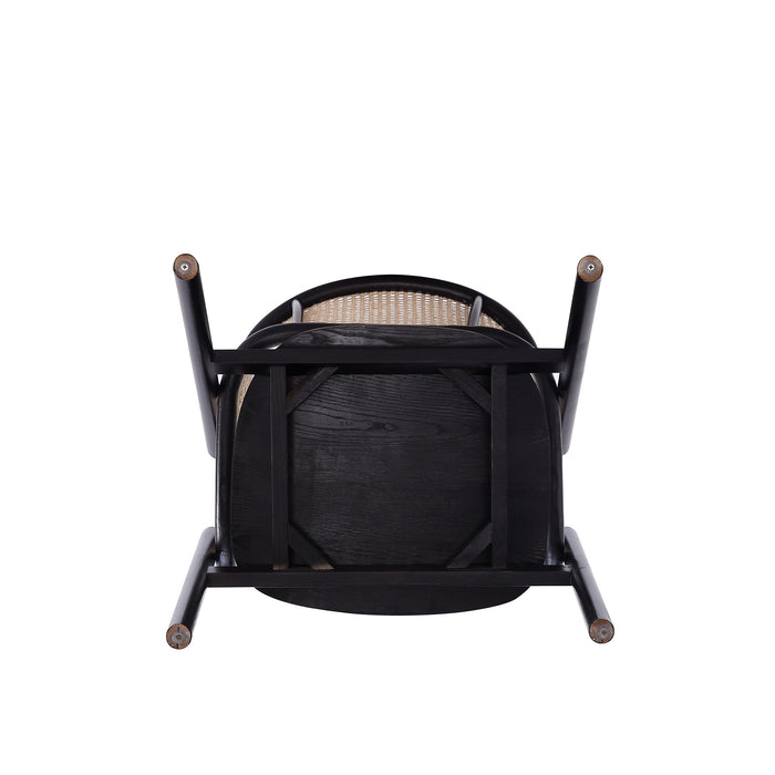 Fauteuil à accoudoirs Versailles de Manhattan Comfort - noir et canne naturelle