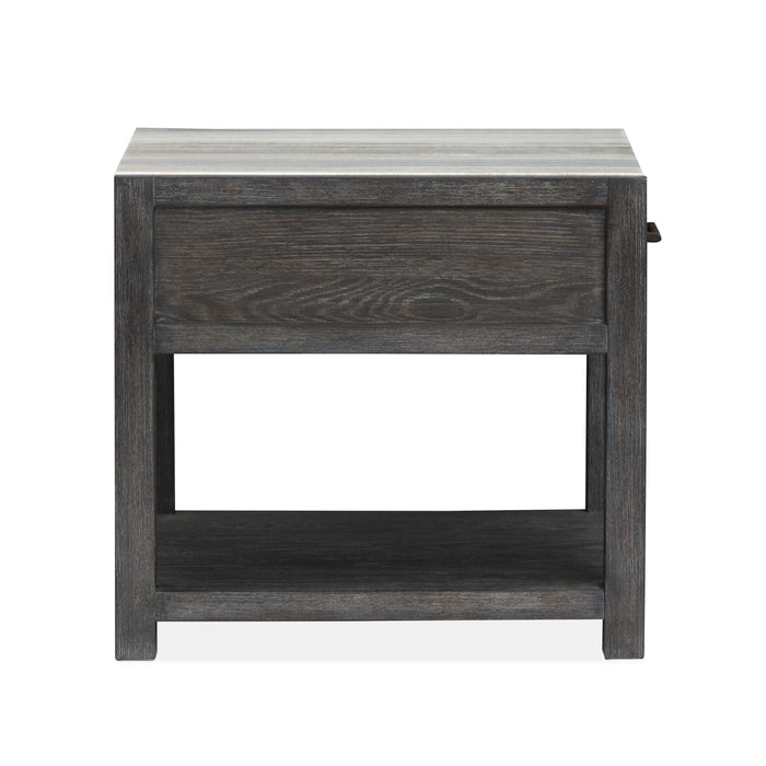 Table de bout Alders de 22 po avec dessus en marbre et rangement - noir Ravenwood
