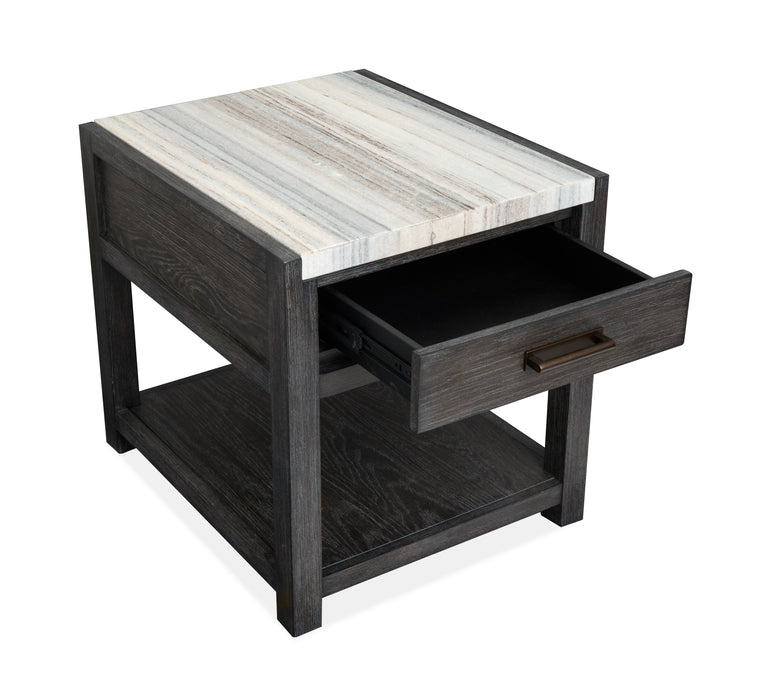 Table de bout Alders de 22 po avec dessus en marbre et rangement - noir Ravenwood