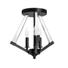 Plafonnier semi-affleuré Aalto de Dainolite en acrylique transparent, avec fini noir mat et 3 ampoules