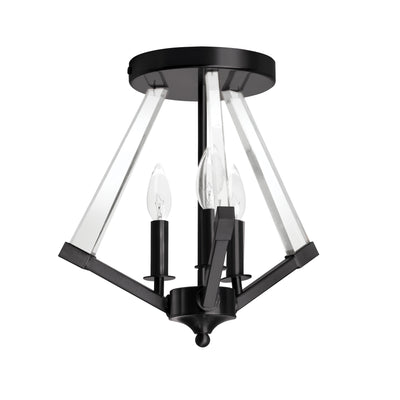 Dainolite Aalto 3 Light Semi-flush Mount Matte Black Finish Clear Acrylic Lamp|Plafonnier semi-affleuré Aalto de Dainolite en acrylique transparent, avec fini noir mat et 3 ampoules