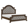 Ambrose Panel Bed with Headboard & Frame, Wooden, Fabric, Brown - King Size | Lit à panneaux Ambrose en bois et en tissu avec tête de lit et cadre de lit, brun - format très grand lit