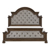 Ambrose Panel Bed with Headboard & Frame, Wooden, Fabric, Brown - King Size | Lit à panneaux Ambrose en bois et en tissu avec tête de lit et cadre de lit, brun - format très grand lit