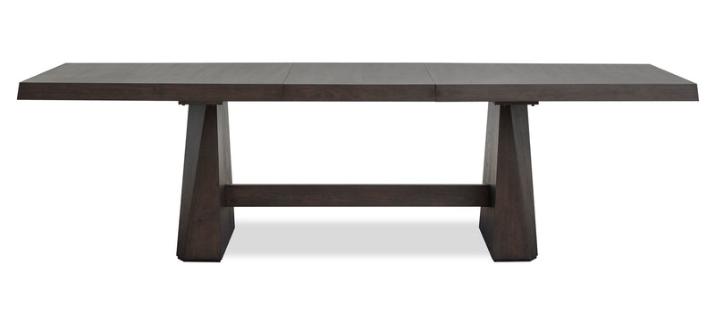 Table de salle à manger Arden avec rallonge de 84 po à 108 po (L) et base à tréteaux - brun espresso