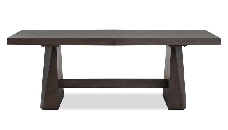 Table de salle à manger Arden avec rallonge de 84 po à 108 po (L) et base à tréteaux - brun espresso