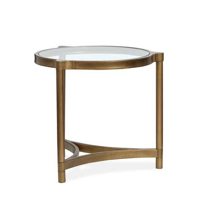Table de bout Arlington de 23,88 po avec dessus en verre - laiton vieilli