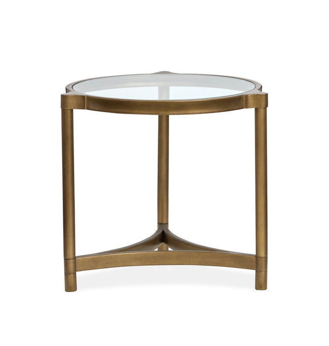 Table de bout Arlington de 23,88 po avec dessus en verre - laiton vieilli