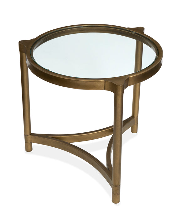 Table de bout Arlington de 23,88 po avec dessus en verre - laiton vieilli