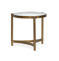  Table de bout Arlington de 23,88 po avec dessus en verre - laiton vieilli