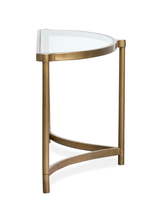 Table de salon Arlington de 53,63 po avec dessus en verre et pattes en métal - laiton vieilli