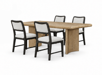 Ensemble de salle à manger Austin 5 pièces avec table de 84 po (L) et 4 chaises - taupe, brun et brun chêne naturel