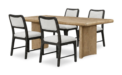Austin 5pc Dining Set with Table & 4 Chairs, 84"W - Taupe/Brown & Natural Oak Brown | Ensemble de salle à manger Austin 5 pièces avec table de 84 po (L) et 4 chaises - taupe, brun et brun chêne naturel