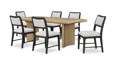 Austin 7pc Dining Set with Table & 6 Chairs, 84"W - Taupe/Brown & Natural Oak Brown | Ensemble de salle à manger Austin 7 pièces avec table de 84 po (L) et 6 chaises - taupe, brun et brun chêne naturel