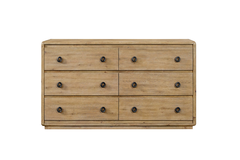 Commode de chambre à coucher Austin de 66 po (L) x 38 po (H) à 6 tiroirs - brun chêne naturel