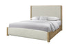Lit à panneaux Austin avec tête et pied de lit en tissu, brun chêne naturel - format grand lit