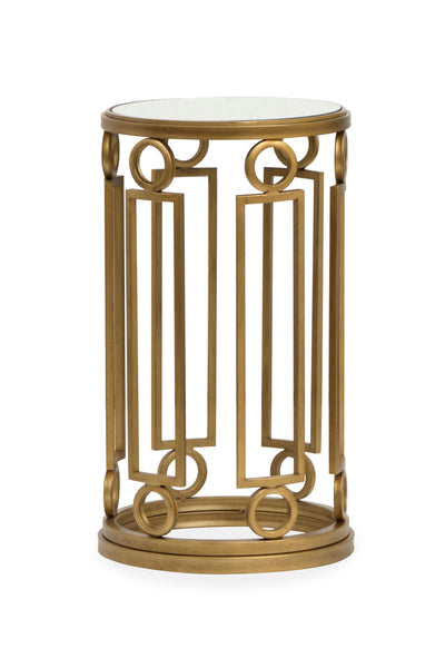 Avondale 14.5" Accent Table with Glass Top - Burnished Brass | Table d’appoint Avondale de 14,5 po avec dessus en verre - laiton poli