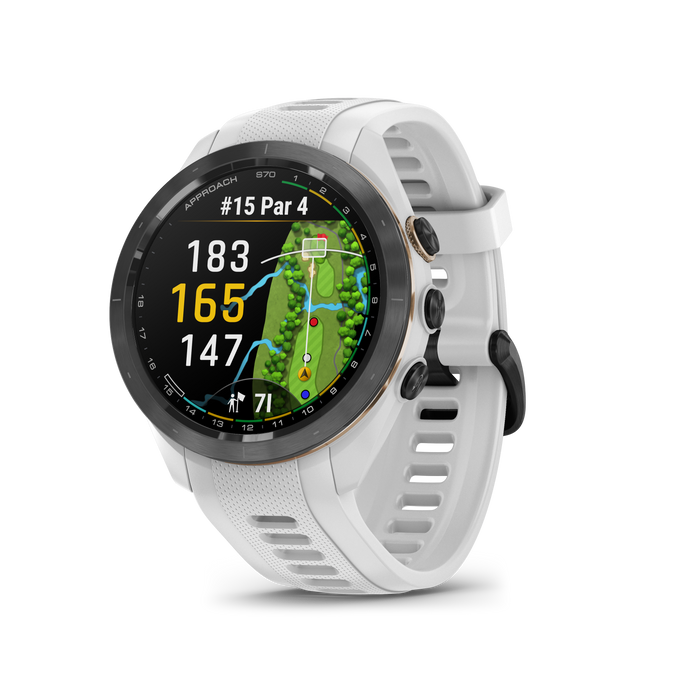 Garmin Approach® S70 Montre Gps De Golf - Suivi Sportif Et De Sante Avec Bracelet En Silicone Blanc