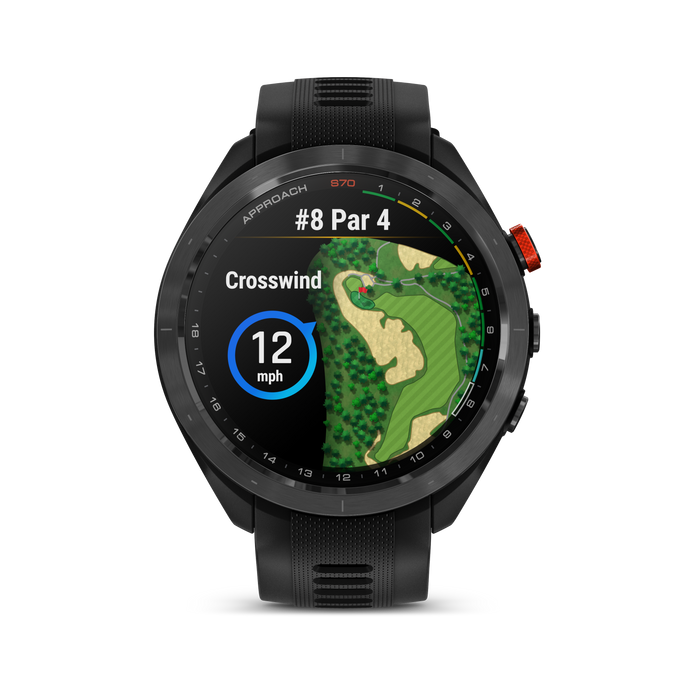 Garmin Approach® S70 Montre Gps De Golf - Suivi Sportif Et De Sante Avec Bracelet En Silicone Noir