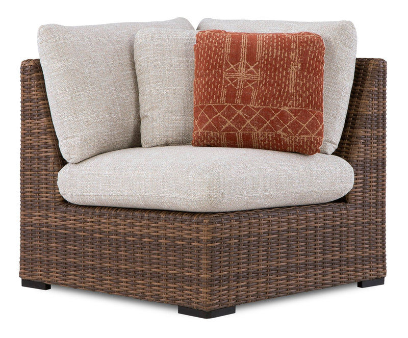 Ensemble Banff 3 pièces pour la terrasse à l’extérieur avec 2 causeuses et un fauteuil en coin, résistant aux intempéries - naturel et beige