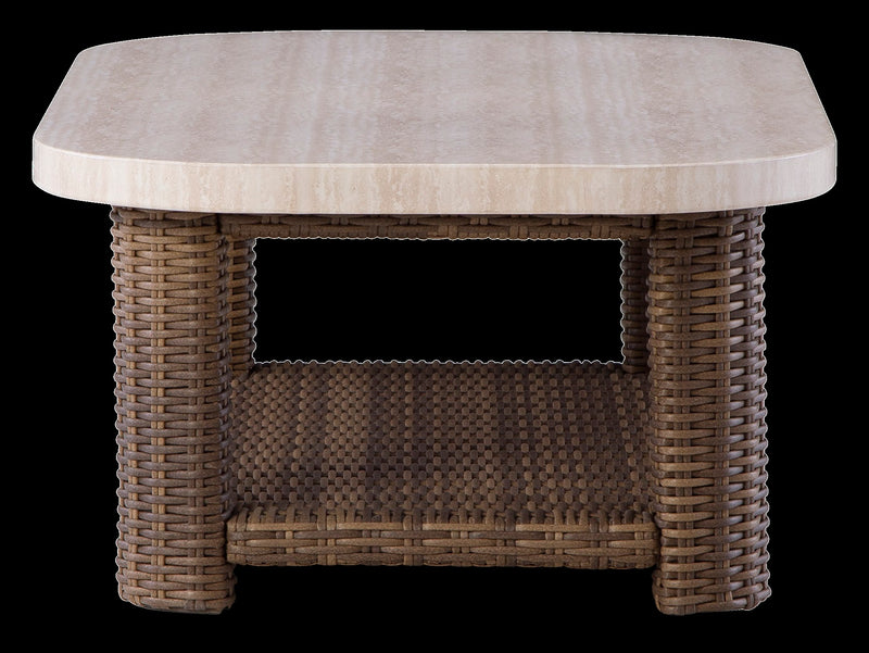Table à café Banff pour la terrasse à l’extérieur - osier en résine et aluminium, résistante aux intempéries - brune et beige