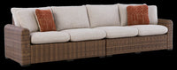 Causeuses de droite et de gauche Banff pour la terrasse à l’extérieur, ensemble de 2 - osier en résine et tissu Nuvella - brunes et beige