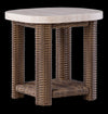 Table de bout Banff pour la terrasse à l’extérieur - osier en résine et aluminium, résistante aux intempéries - brune et beige