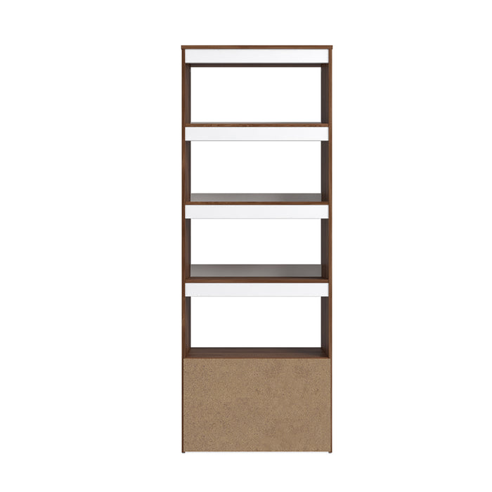 Bibliothèque Ratzer de Manhattan Comfort de style moderne du milieu du 20e siècle avec 5 tablettes - brune et blanche