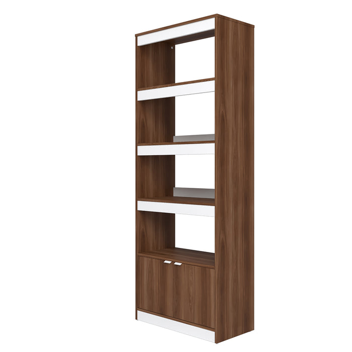 Bibliothèque Ratzer de Manhattan Comfort de style moderne du milieu du 20e siècle avec 5 tablettes - brune et blanche