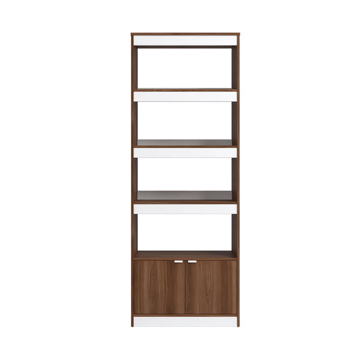 Bibliothèque Ratzer de Manhattan Comfort de style moderne du milieu du 20e siècle avec 5 tablettes - brune et blanche