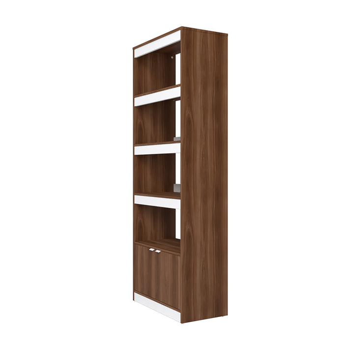 Bibliothèque Ratzer de Manhattan Comfort de style moderne du milieu du 20e siècle avec 5 tablettes - brune et blanche