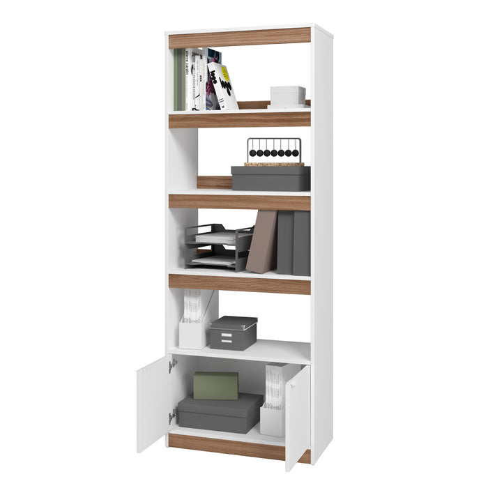 Bibliothèque Ratzer de Manhattan Comfort de style moderne du milieu du 20e siècle avec 5 tablettes - blanche et brune