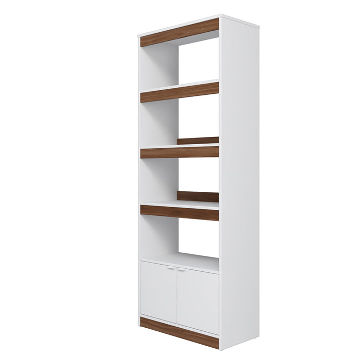 Bibliothèque Ratzer de Manhattan Comfort de style moderne du milieu du 20e siècle avec 5 tablettes - blanche et brune
