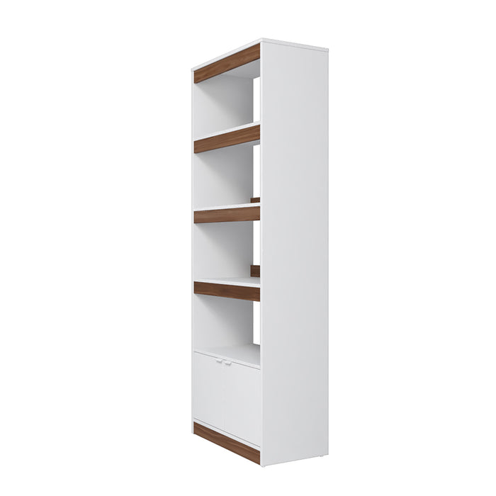 Bibliothèque Ratzer de Manhattan Comfort de style moderne du milieu du 20e siècle avec 5 tablettes - blanche et brune