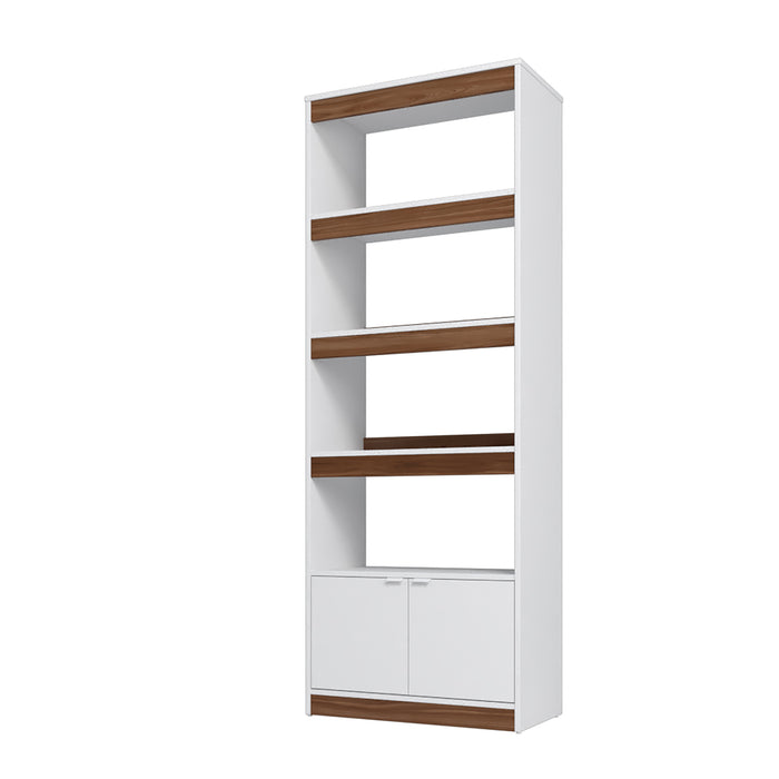 Bibliothèque Ratzer de Manhattan Comfort de style moderne du milieu du 20e siècle avec 5 tablettes - blanche et brune
