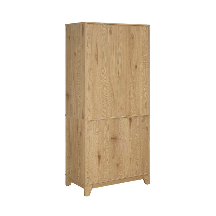 Bibliothèque moderne Sheridan de Manhattan Comfort avec cannage et tablettes réglables - naturelle