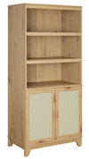 Bibliothèque moderne Sheridan de Manhattan Comfort avec cannage et tablettes réglables - naturelle