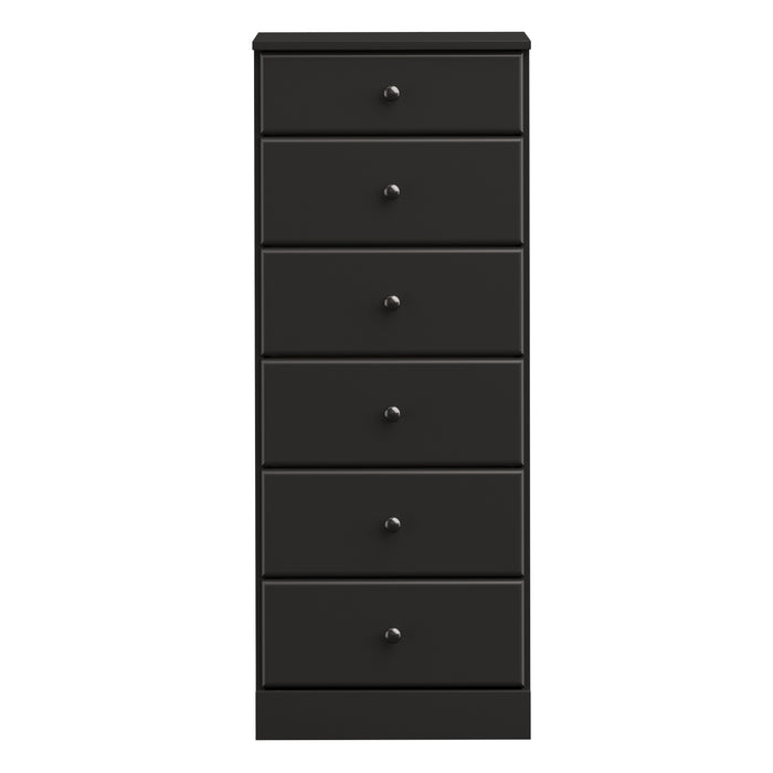 Commode verticale haute Astrid à 6 tiroirs - noire