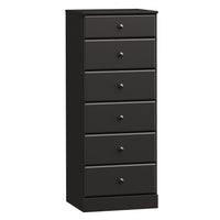 Commode verticale haute Astrid à 6 tiroirs - noire