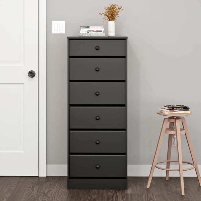 Commode verticale haute Astrid à 6 tiroirs - noire
