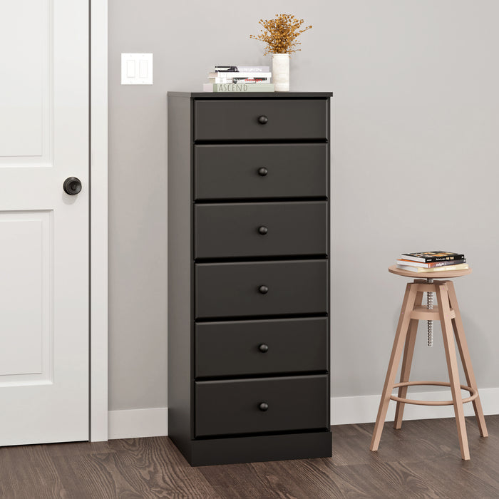 Commode verticale haute Astrid à 6 tiroirs - noire