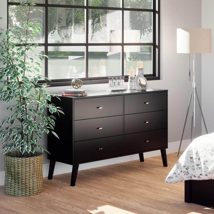 Commode Milo à 6 tiroirs - noire