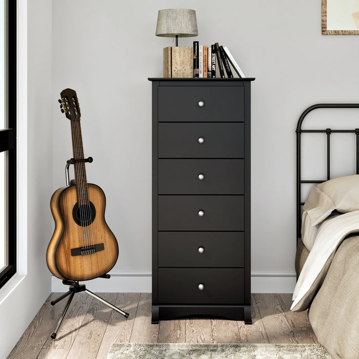 Commode verticale haute Jade à 6 tiroirs - noire