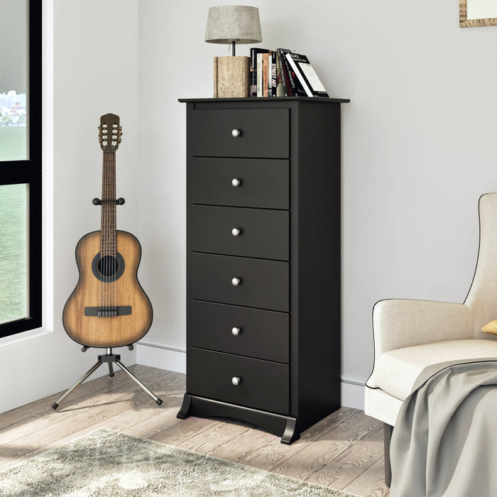 Commode verticale haute Jade à 6 tiroirs - noire